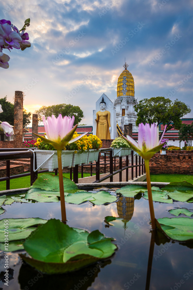 Old Buddha statue at Wat Phra Si Rattana Mahathat also colloquially referred to as Wat Yai is a Buddhist temple (wat) It is a major tourist is Public places attraction Phitsanulok,Thailand.