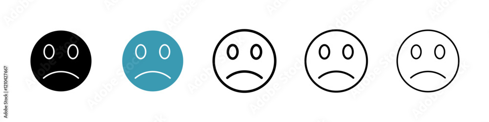 Sad icons vector pack in black and blue colors Sad icons vector pack in black and blue colors