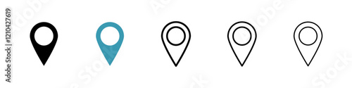 Navigation pin icons vector pack in black and blue colors
