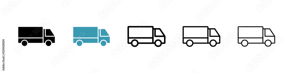 Truck icons vector pack in black and blue colors Truck icons vector pack in black and blue colors