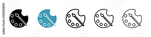 Palette icons vector pack in black and blue colors