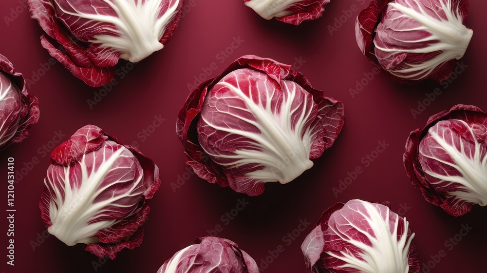 Radicchio pattern on maroon background. Radicchio pattern on maroon background.