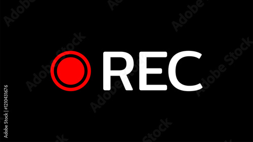 Rec icon camera video Red dot. recording sign vector illustration