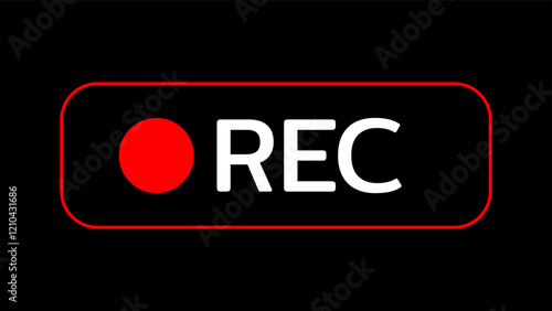 Rec icon camera video Red dot. recording sign vector illustration