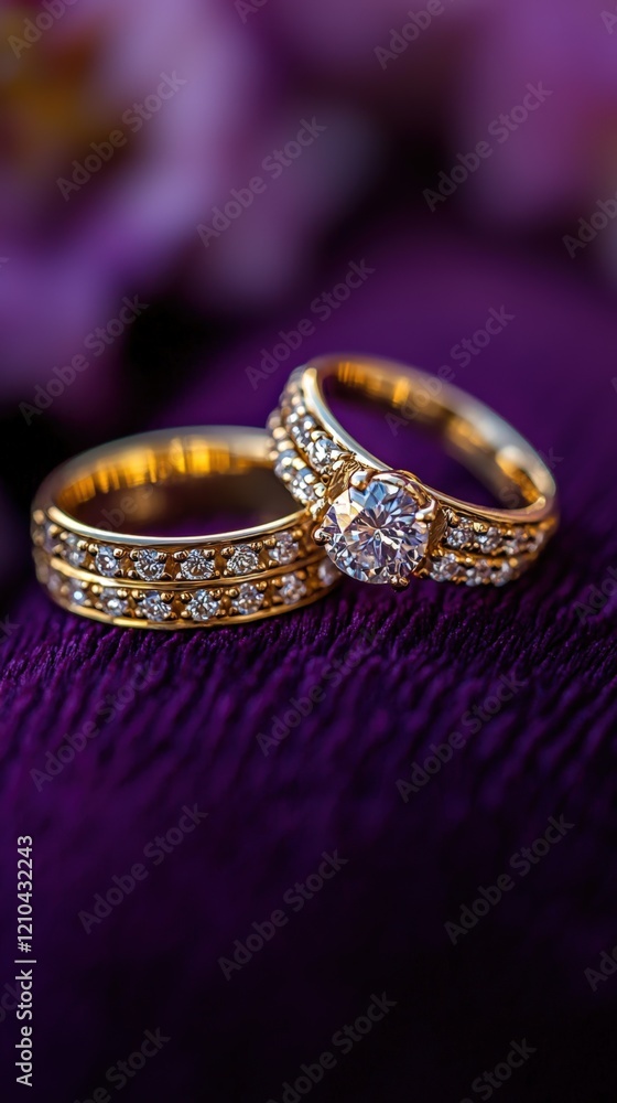 Elegant Wedding Rings on Velvet Background Elegant Wedding Rings on Velvet Background