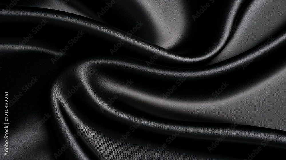 Fototapeta premium luxurious black fabric background with premium wave cloth for a Christmas, Holidays, or Black Friday background, with a dynamic and flowing feel 