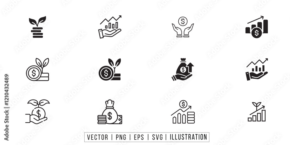 investment icon set, Inflation icon. Price Increase, Cost Surge, Inflation Rate, Economic Impact and Consumer Prices, cash, saving, financial goal, profit, budget, mutual fund, earning money. investment icon set, Inflation icon. Price Increase, Cost Surge, Inflation Rate, Economic Impact and Consumer Prices, cash, saving, financial goal, profit, budget, mutual fund, earning money.