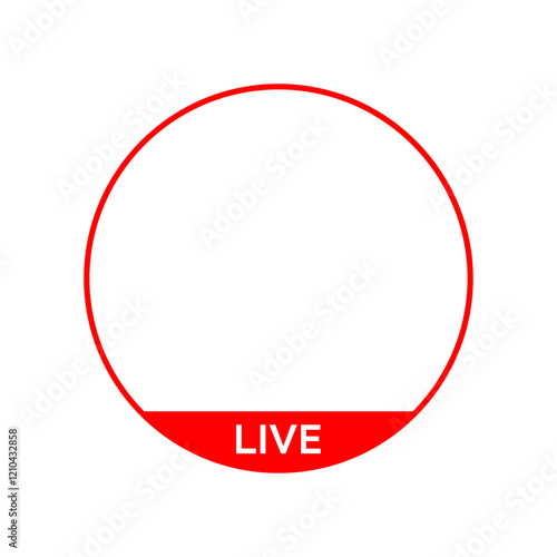 Live icon streaming Circle button, Online stream, Vector illustration