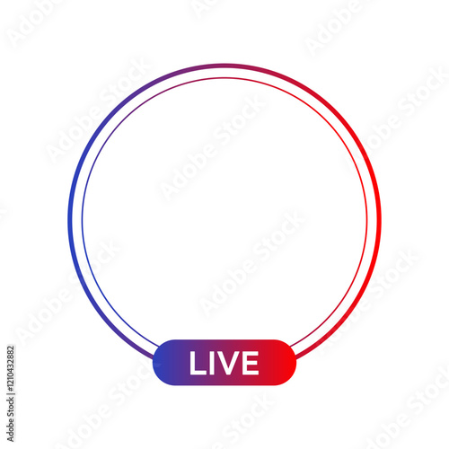 Live icon streaming Circle button, Online stream, Vector illustration