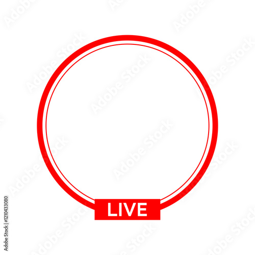 Live icon streaming Circle button, Online stream, Vector illustration