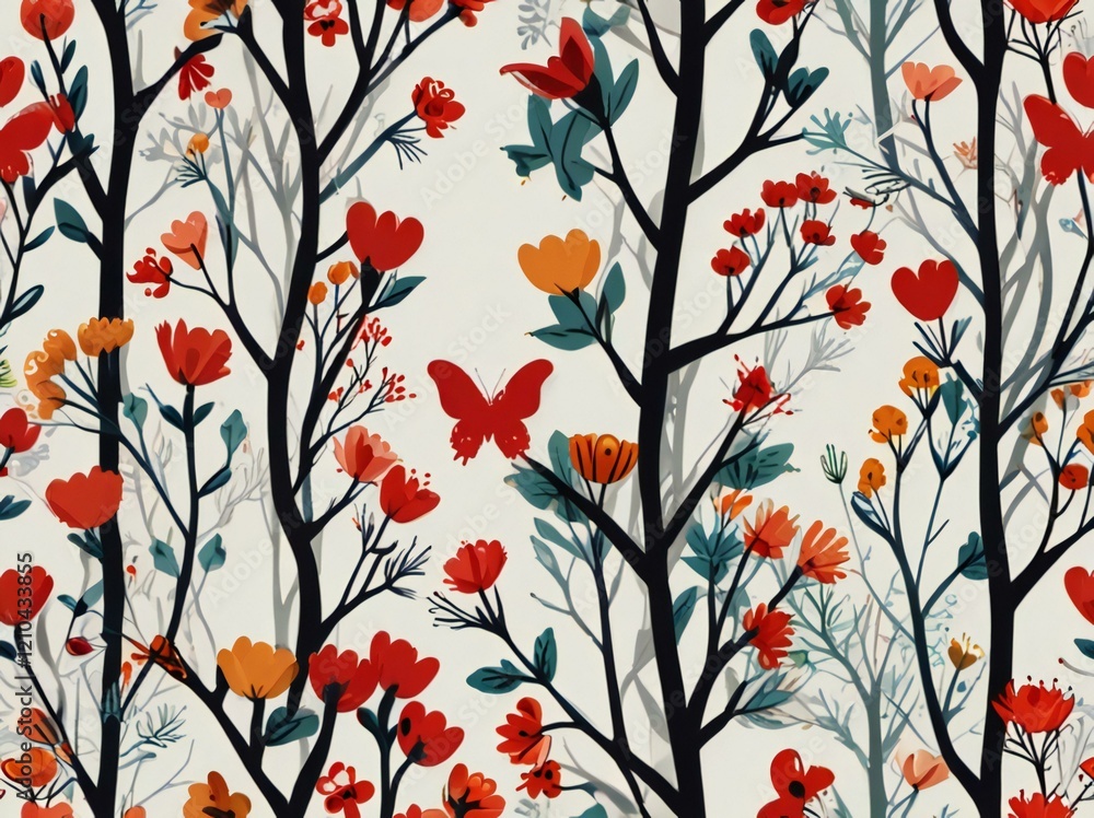 seamless floral pattern with leaves seamless floral pattern with leaves