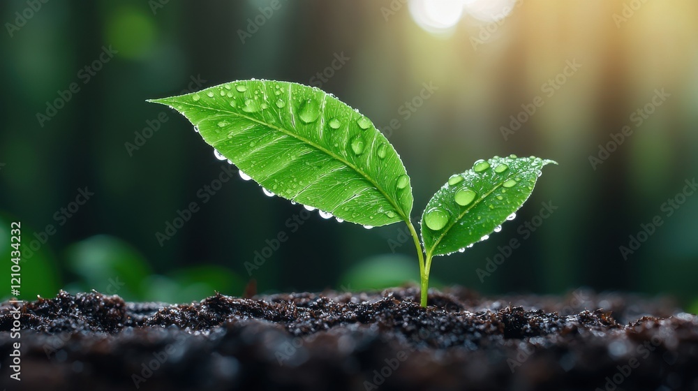 New Life Sprout, Dew Drops, Seedling Growth New Life Sprout, Dew Drops, Seedling Growth