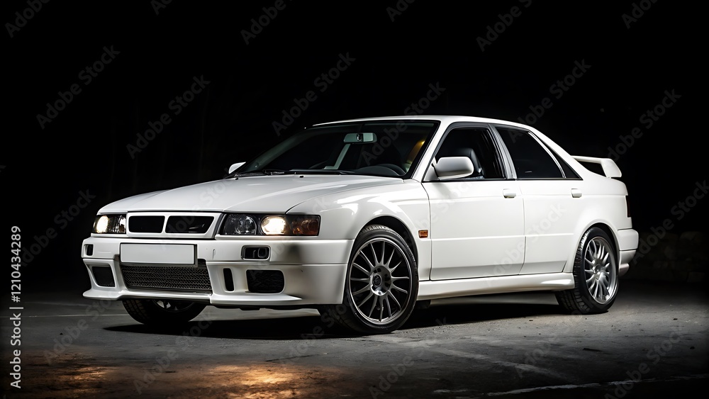 Obraz premium Front view of a car on a black background