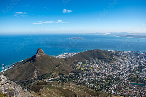 Cape town city aerial view from Table mountain cableway station.