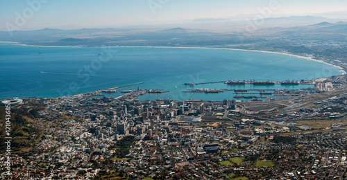 Cape town city aerial view from Table mountain cableway station.