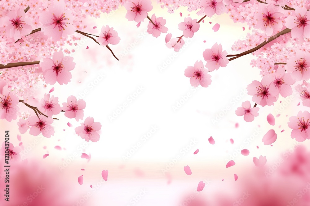 Fototapeta premium Delicate cherry blossoms in full bloom create a serene and vibrant spring backdrop, perfect for celebrations or artistic displays. The soft colors enhance the atmosphere