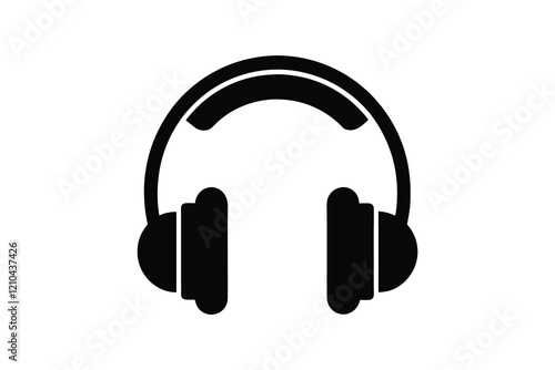 Headphones icon isolated on white background, audio device  