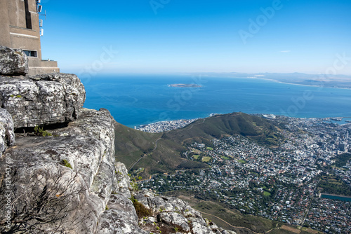 Cape town city aerial view from Table mountain cableway station.