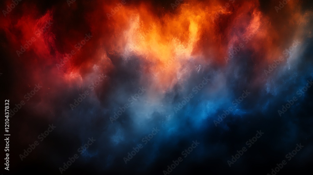 Obraz premium Abstract Cosmic Nebula Red Blue Orange Hues