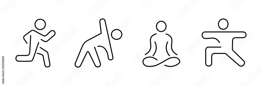 Activity icons: running, yoga, sports Activity icons: running, yoga, sports