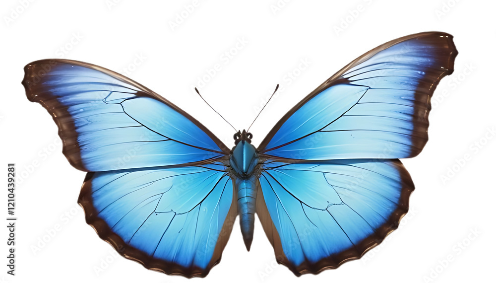 Fototapeta premium The wings are a beautiful shade of blue and have a glossy texture. on Transparent Background