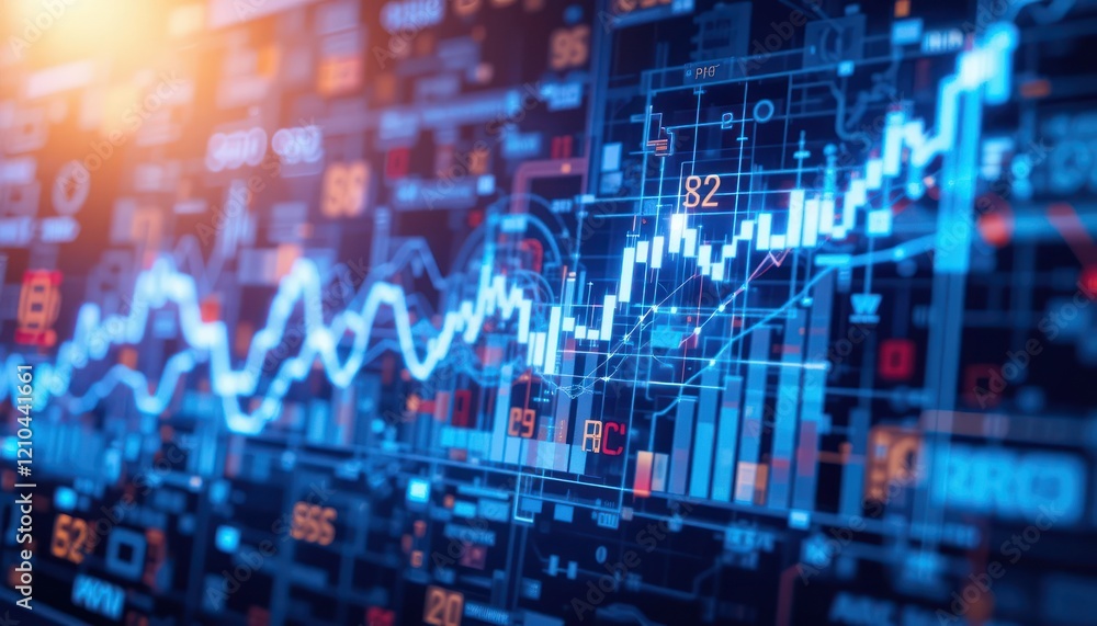 Rising Stock Market Graph on Digital Screen Rising Stock Market Graph on Digital Screen