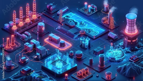 Cyberpunk Power Plant: A Futuristic Energy Network