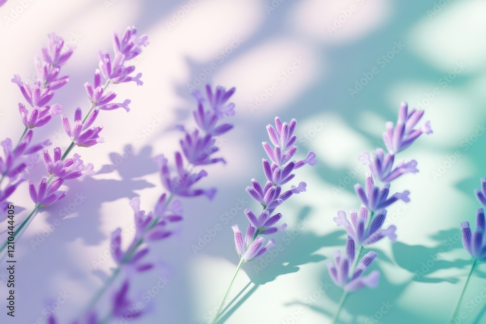 Naklejka premium Subtle pastel gradients of lavender and mint green lighting forming soft shadows