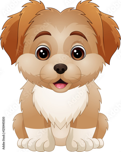 Vector cartoon happy cute little dog