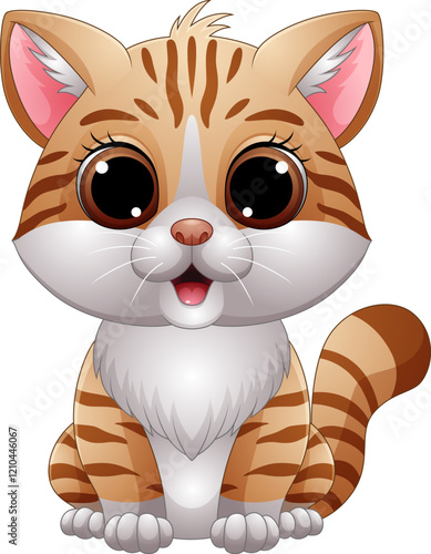 Vector illustration of cartoon baby cat