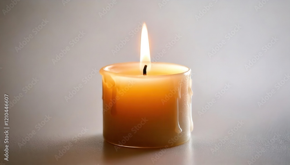Single burning candle with melted wax Single burning candle with melted wax