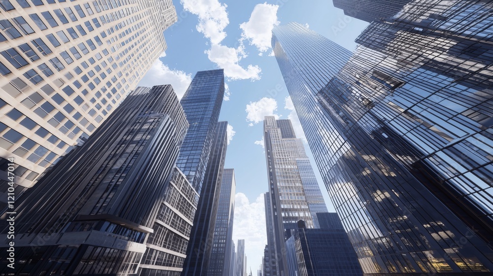 Obraz premium realistic photo view of a wide street with skyscrapers