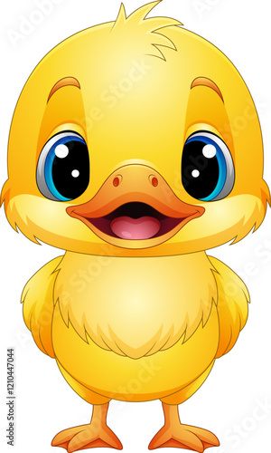 Vector illustration of cartoon cute baby duck