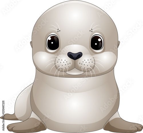 Illustration of cartoon cute baby seal