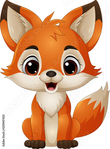 Illustration of cartoon cute baby fox