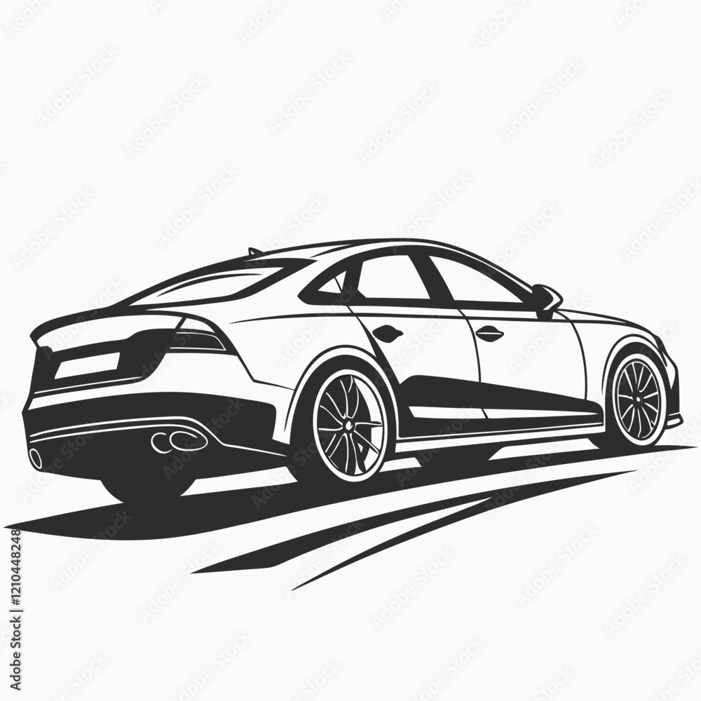Naklejka premium car vector silhouette black design white background