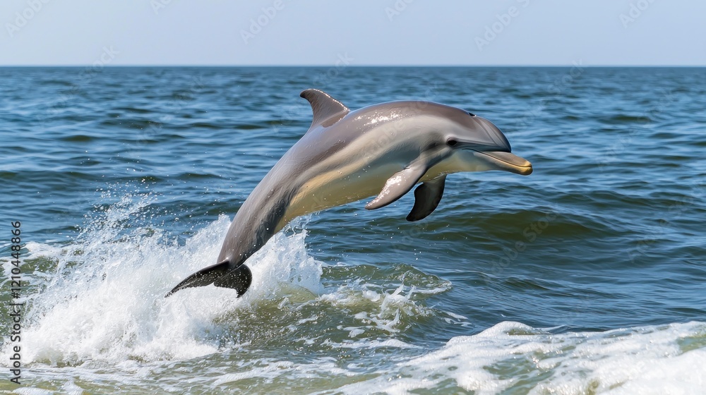 Fototapeta premium Playful Dolphin Leaping in Ocean