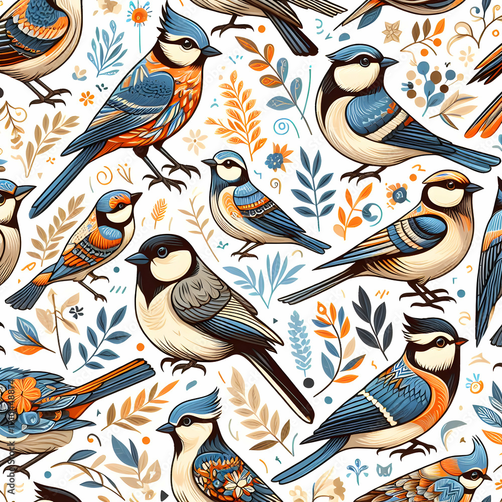 Obraz premium Seamless Birds pattern background