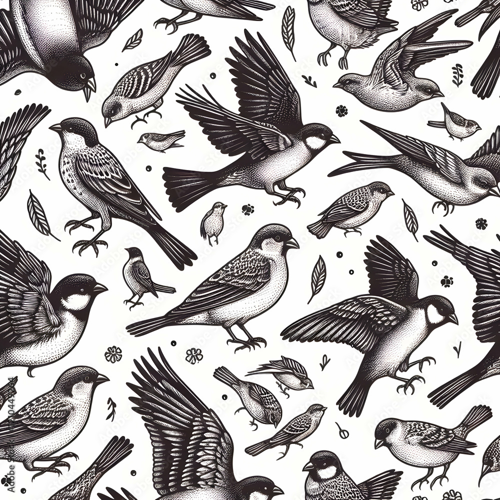 Fototapeta premium Seamless Birds pattern background