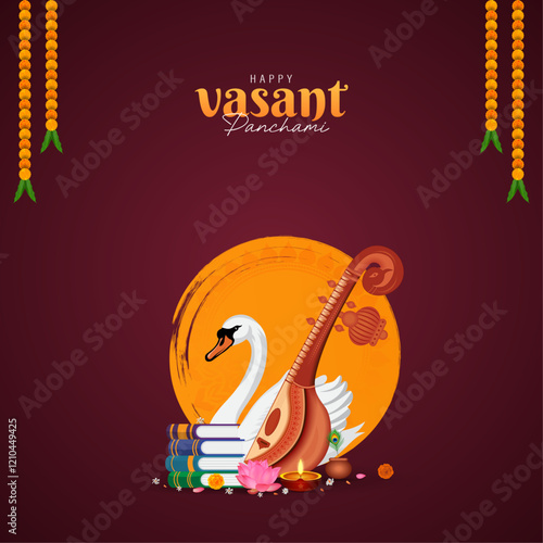 Vasant Panchami Poster, Vasant Panchami Illustration Art Creative Design
