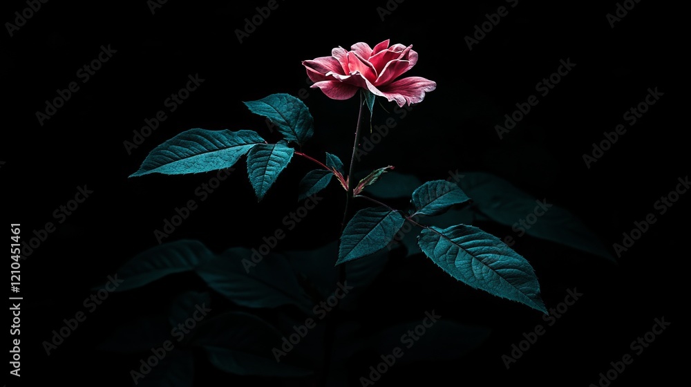custom made wallpaper toronto digitalElegant red rose glowing softly against a deep black background