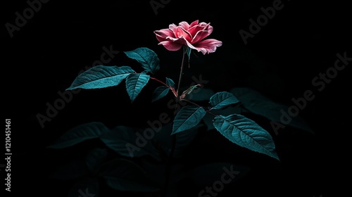 Wallpaper Mural Elegant red rose glowing softly against a deep black background Torontodigital.ca