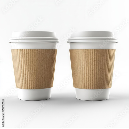 Wallpaper Mural Blank Kraft Sleeves Coffee Cups 3D Render Torontodigital.ca