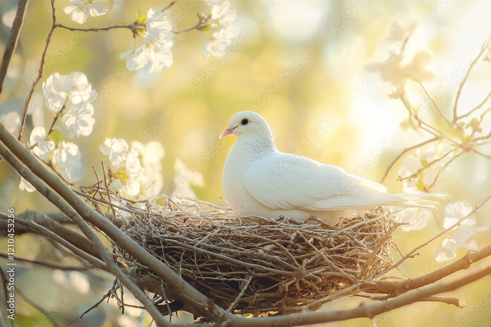 white dove in the nest