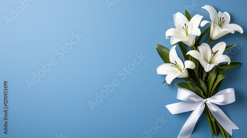 Elegant White Lilies Bouquet on Blue
