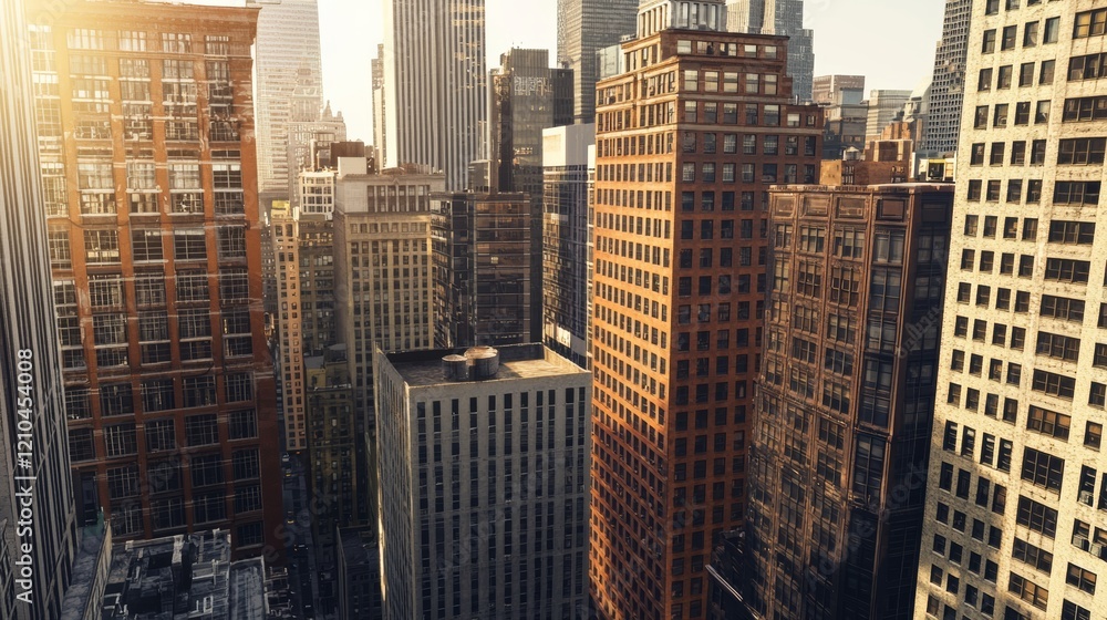 Obraz premium buildings in business district, scyscrappers, daylight, stock photo,