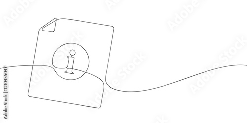 A single line drawing of a information file. Continuous line data symbol file icon. One line icon data file. Vector illustration.