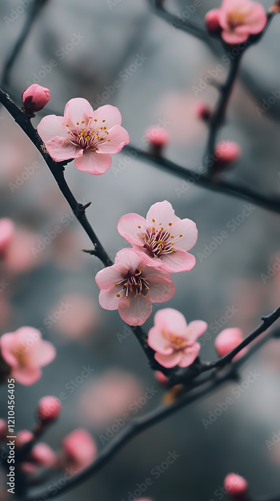 Delicate Blossoms on Tree Branches Capturing Serenity and Beauty of Spring : Generative AI Delicate Blossoms on Tree Branches Capturing Serenity and Beauty of Spring : Generative AI