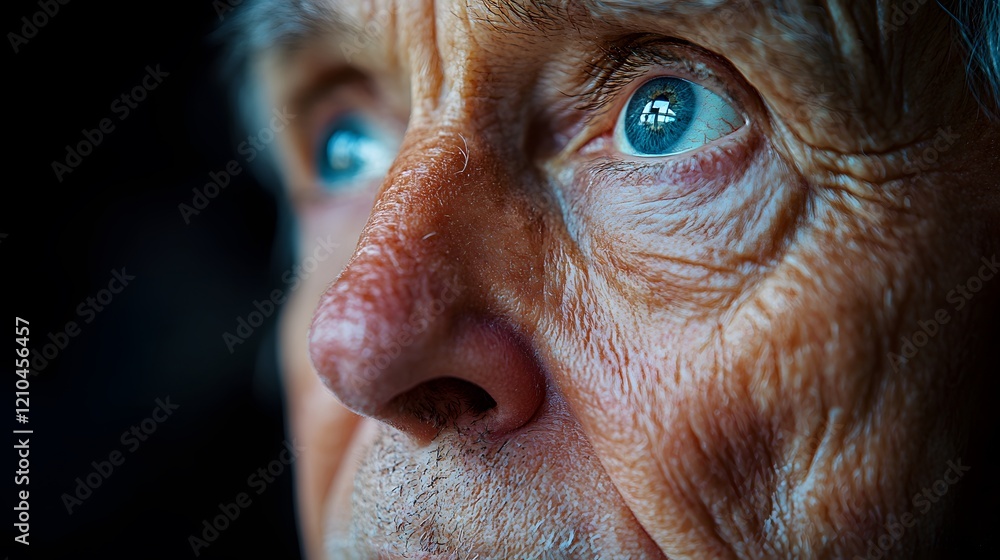 A close-up view captures the deep thoughts of a senior man engaged in a maze test during a dementia diagnostic therapy session, showcasing emotional engagement and concentration