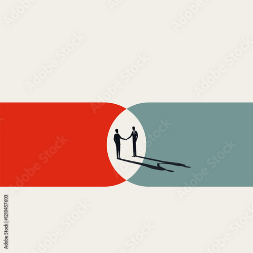 Business negotiation and cooperation vector concept. Symbol of a deal, handshake, success. Minimal design eps10 illustration.